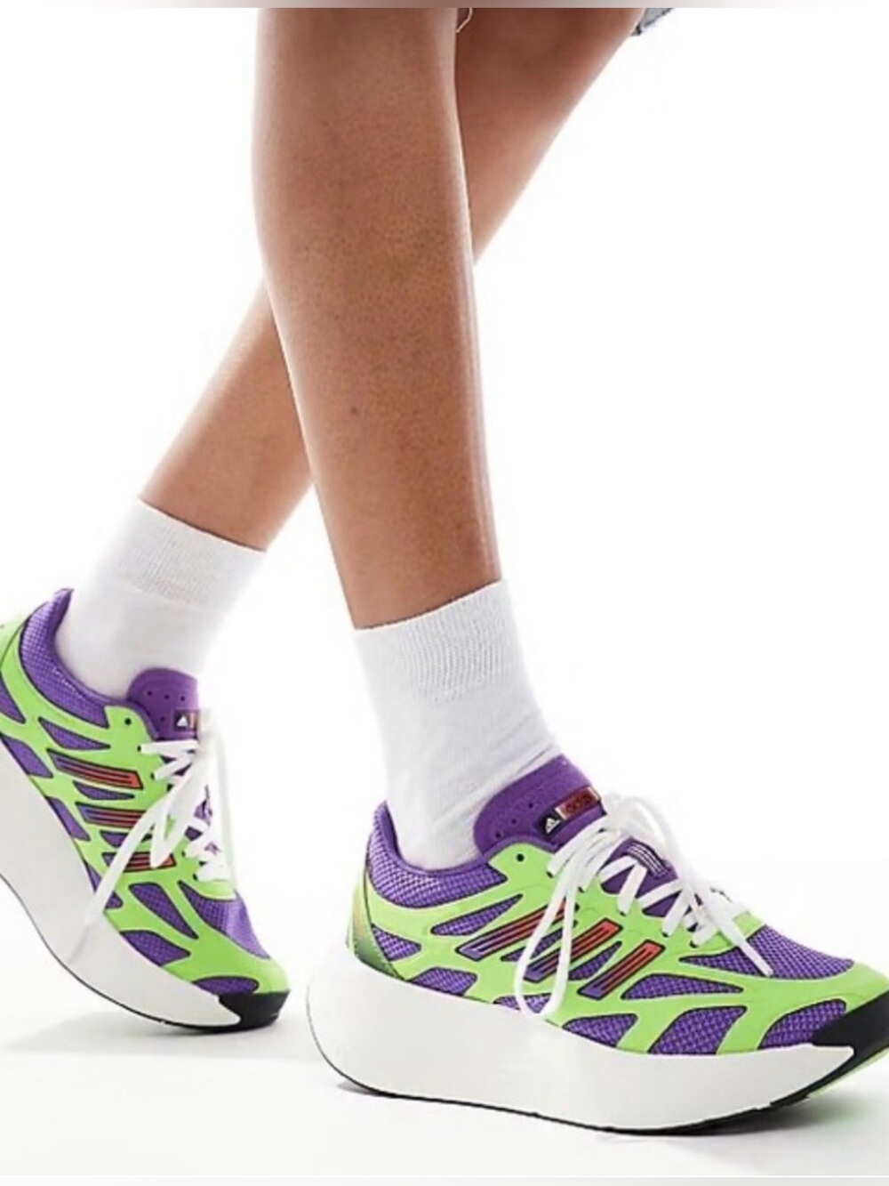 adidas Adizero Aruku Lace Up  Womens Green, Purple Sneakers Casual Shoes JP5566